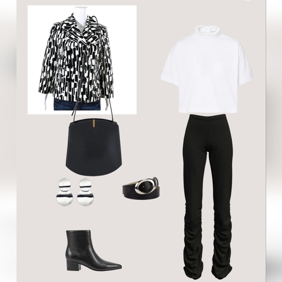 Michael Kors Abstract Print Six Button Blazer Black & White Size Medium NWOT - Picture 11 of 12